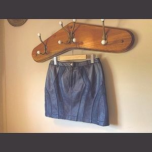 ASOS - Suede Navy Leather - Size 6 Mini Skirt